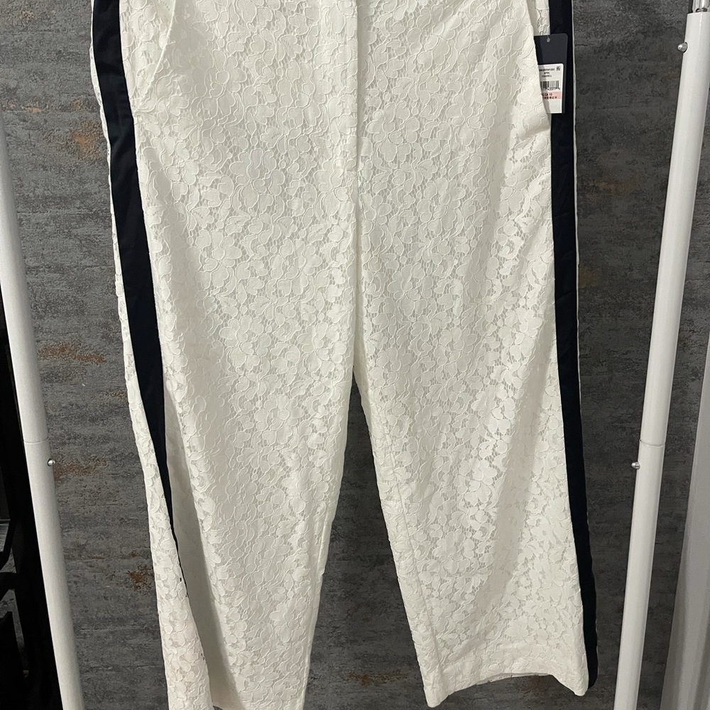 Rachel Roy off white with black strip pants size 10